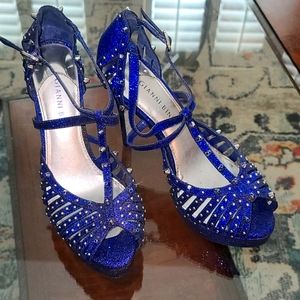 Gianni Bink Blue/Silver Sparkle Heels
